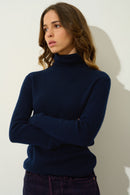 Pull Col Roulé Suzie - Navy - 100% Cachemire 2 Fils - Femme