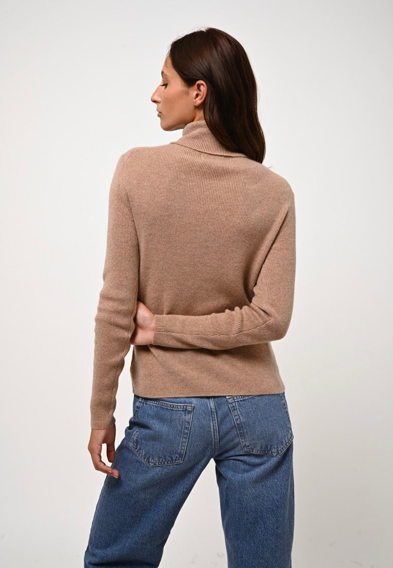 Roll-Neck Jumper - Suzie - Camel Marl