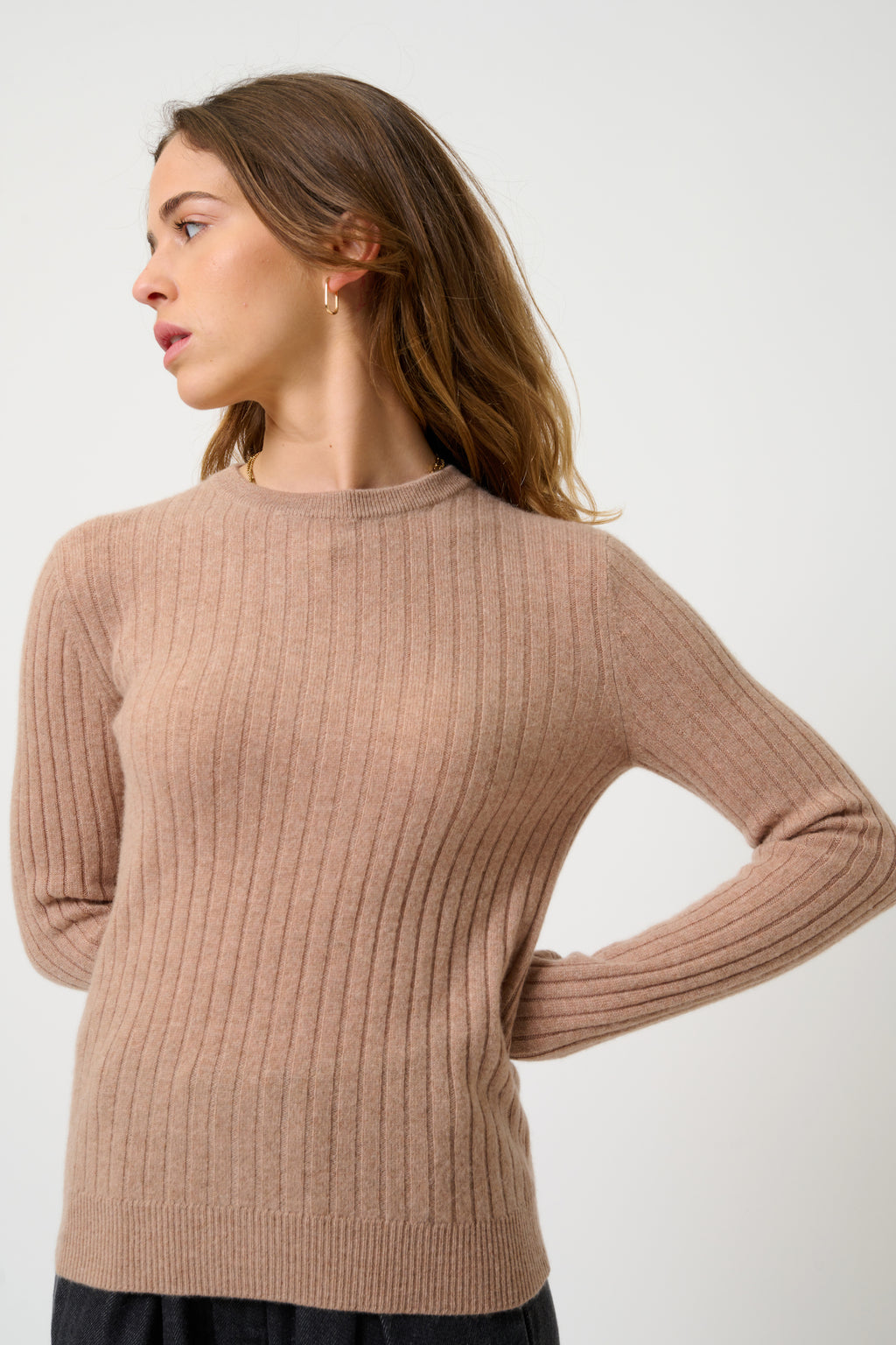 Jersey Cuello Redondo - Bella - Camello Jaspeado