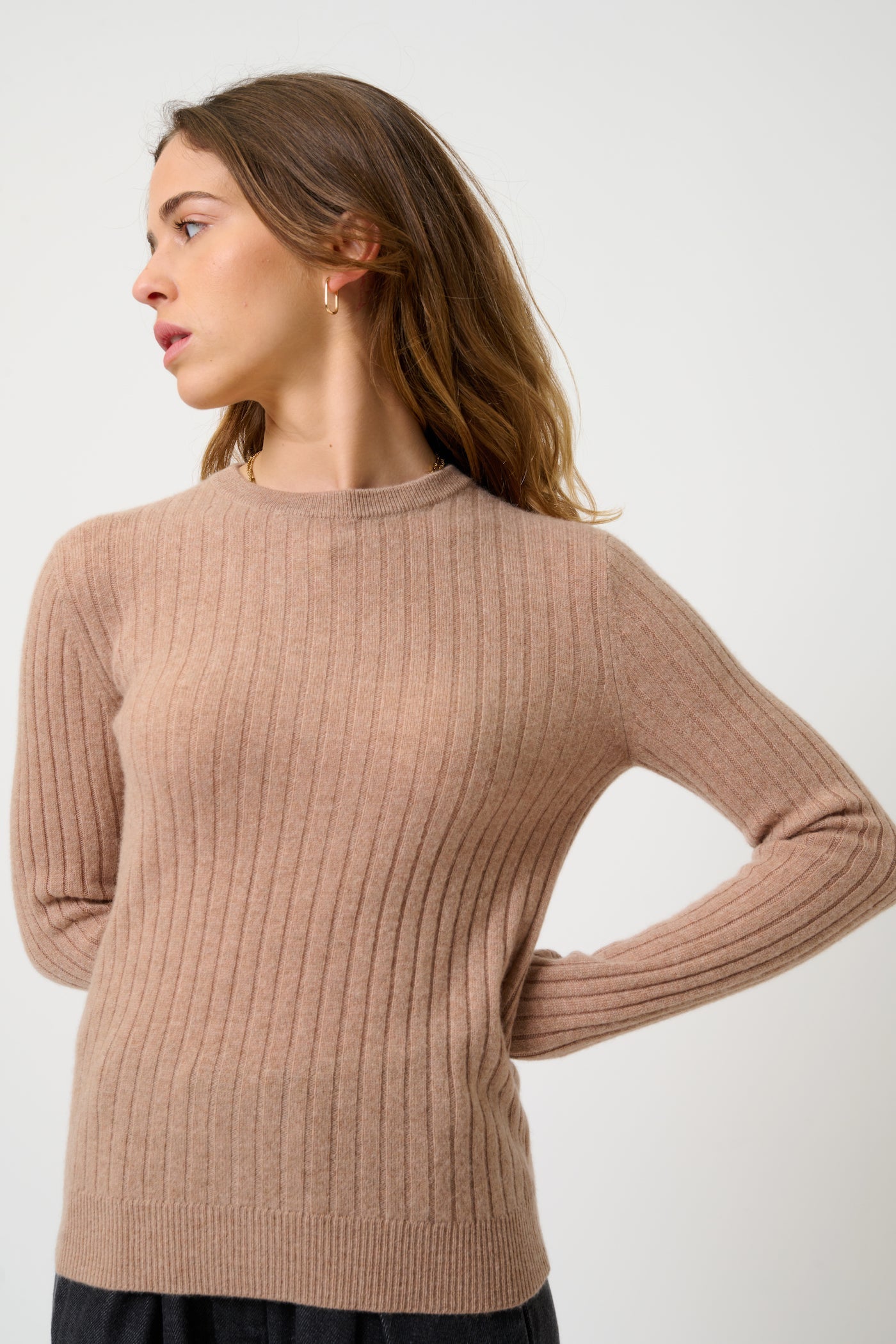 Jersey Cuello Redondo - Bella - Camello Jaspeado