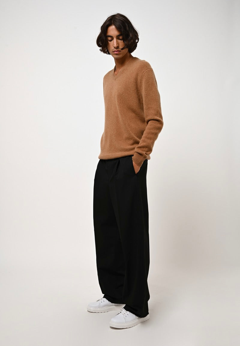 V-Neck Jumper 4-Ply - Victor - Hazelnut