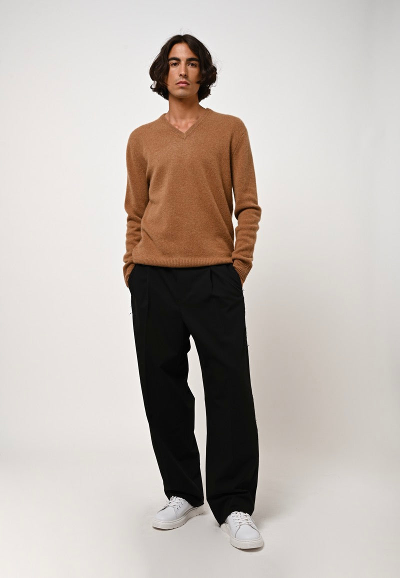 V-Neck Jumper 4-Ply - Victor - Hazelnut