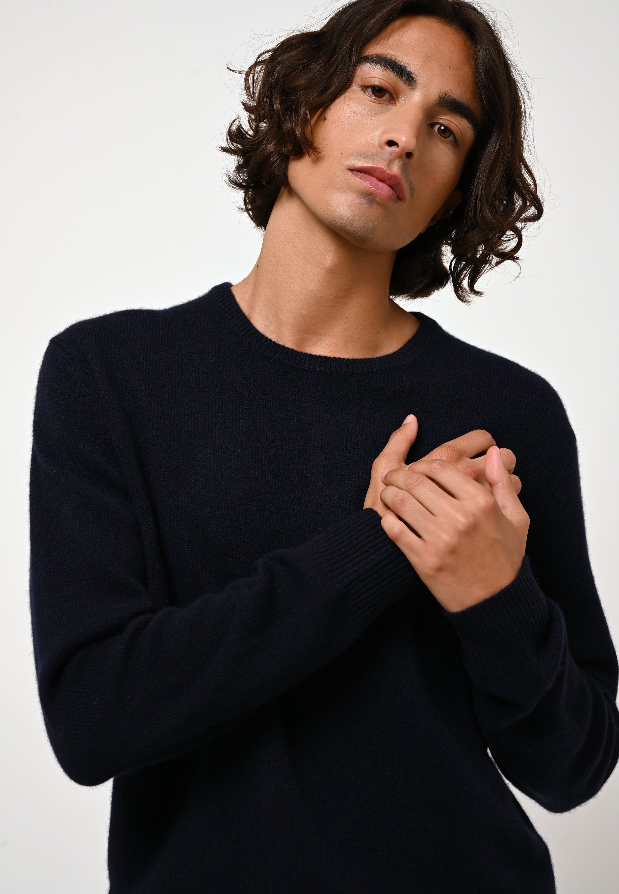 Pull Col Rond 4 Fils - Victo - Navy