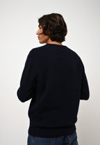 Pull Col Rond 4 Fils - Victo - Navy