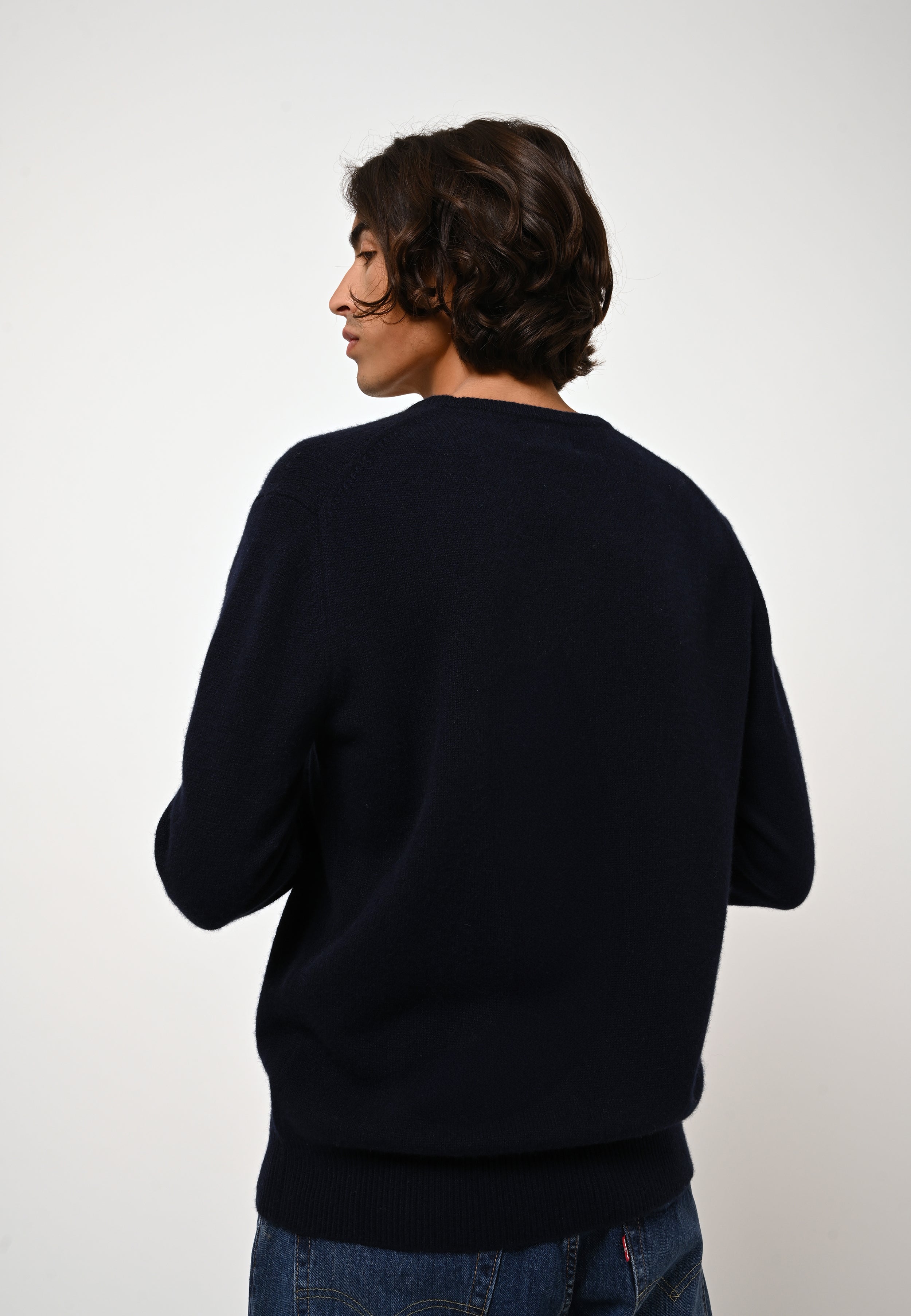 Pull Col Rond 4 Fils - Victo - Navy