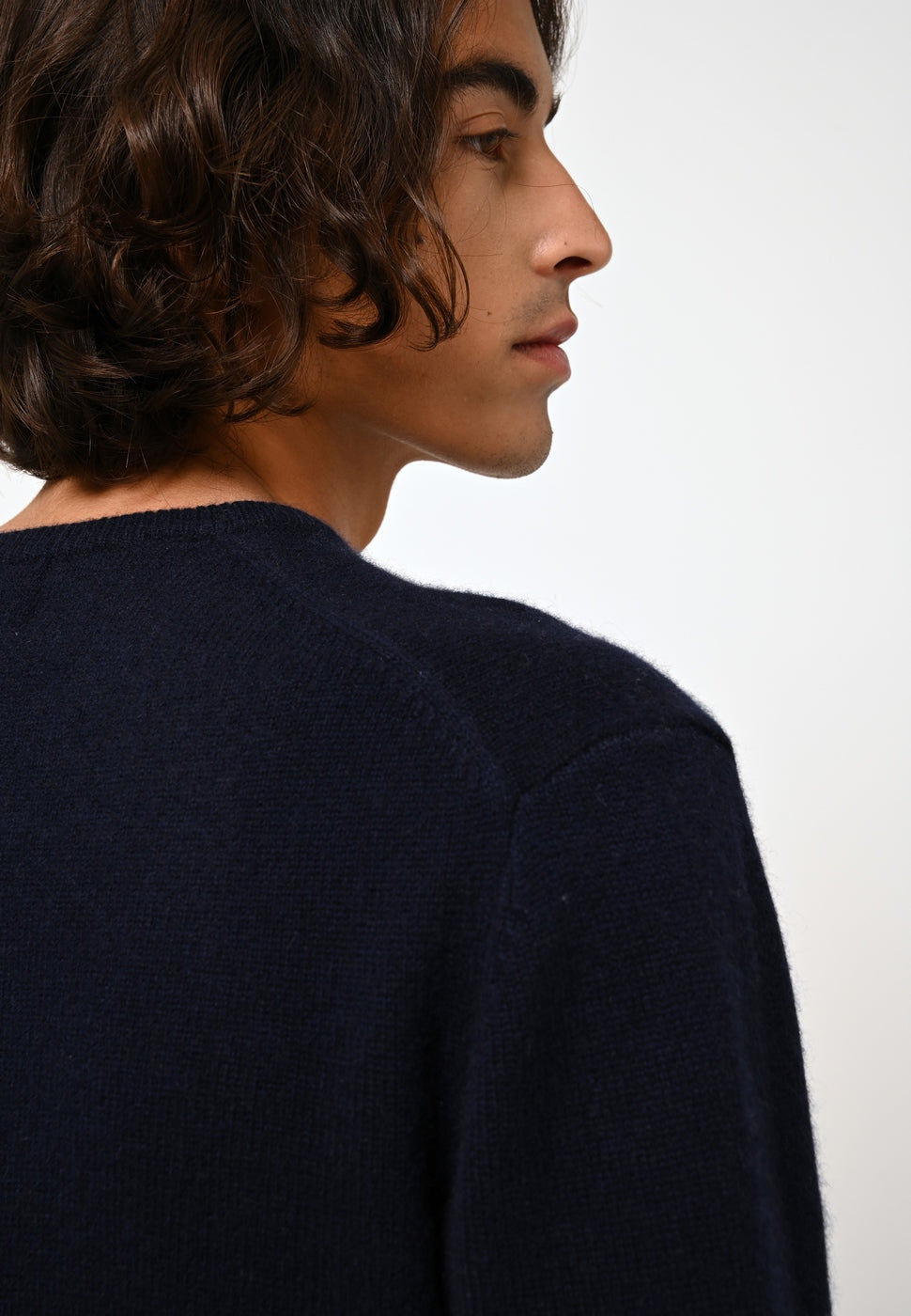 Round Neck Jumper 4-Ply Victo - Navy - 100% 4-Ply Cashmere
