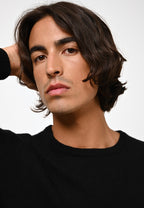 Round Neck 4-Ply Jumper - Victo - Black
