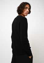 Round Neck 4-Ply Jumper - Victo - Black