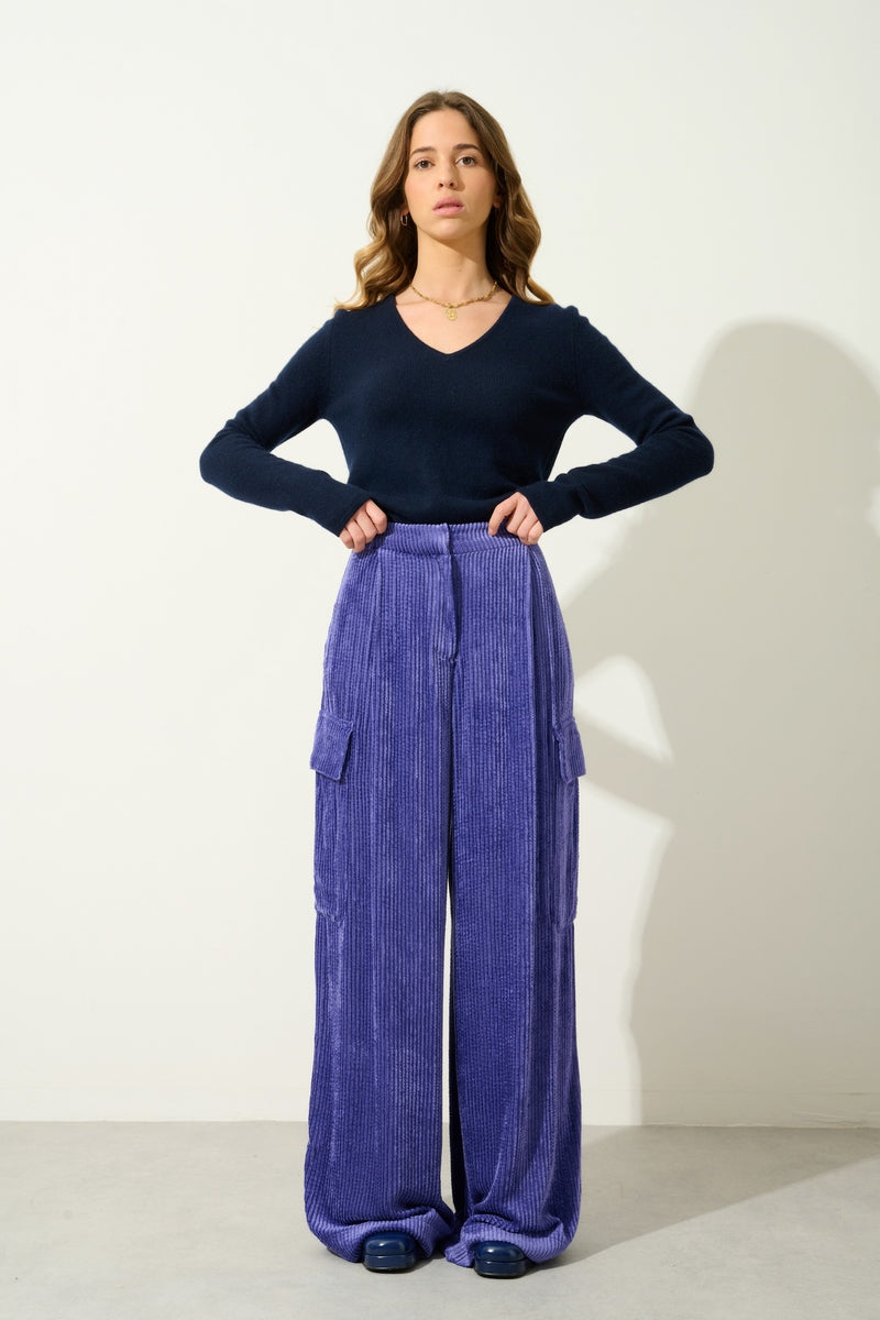 V-Neck Jumper 4 Threads - Chelsea - Navy