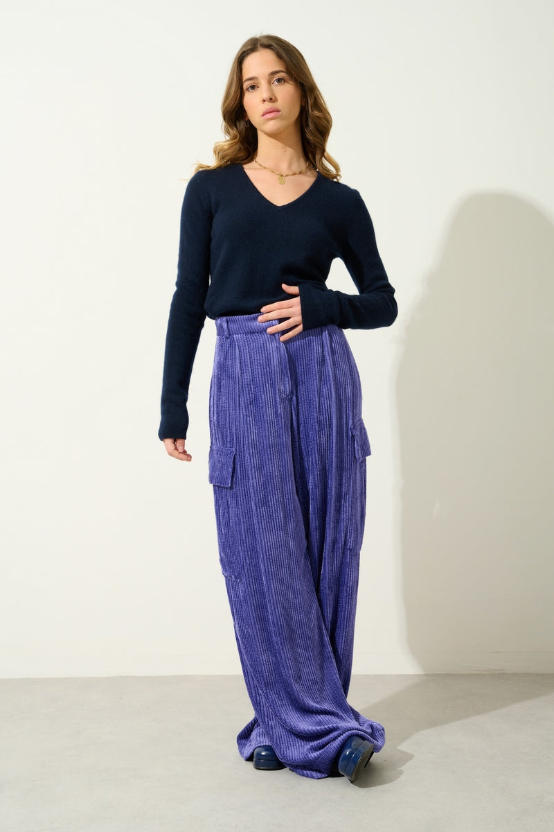 V-Neck Jumper 4 Threads - Chelsea - Navy