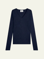 Pull Col V 4 Fils - Chelsea - Bleu Marine