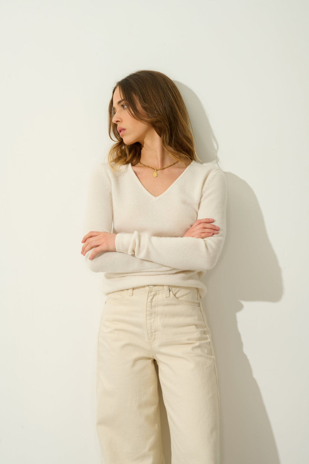 V-Neck 4-Ply Jumper - Chelsea - Ivory
