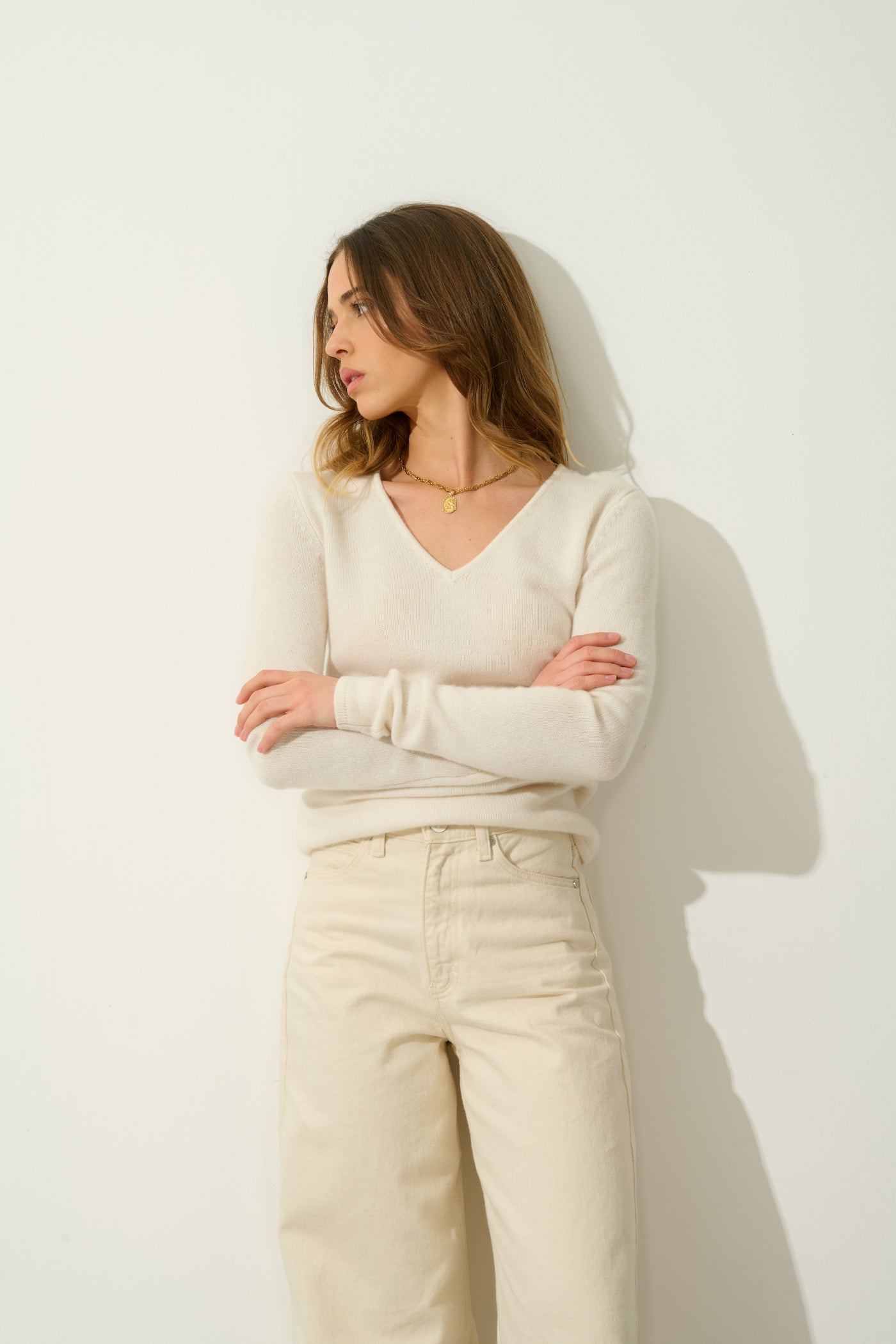 V-Neck 4-Ply Jumper - Chelsea - Ivory