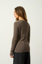 Pull Col V 4 Fils - Chelsea - Taupe Chiné
