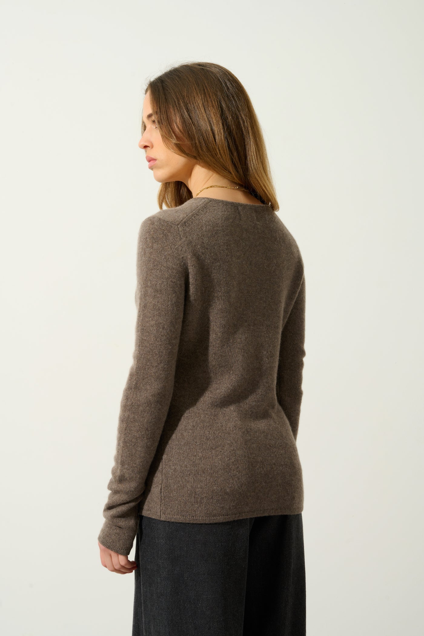 Pull Col V 4 Fils - Chelsea - Taupe Chiné