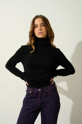 4-Ply Roll-Neck Jumper - Linda - Black