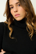4-Ply Roll-Neck Jumper - Linda - Black