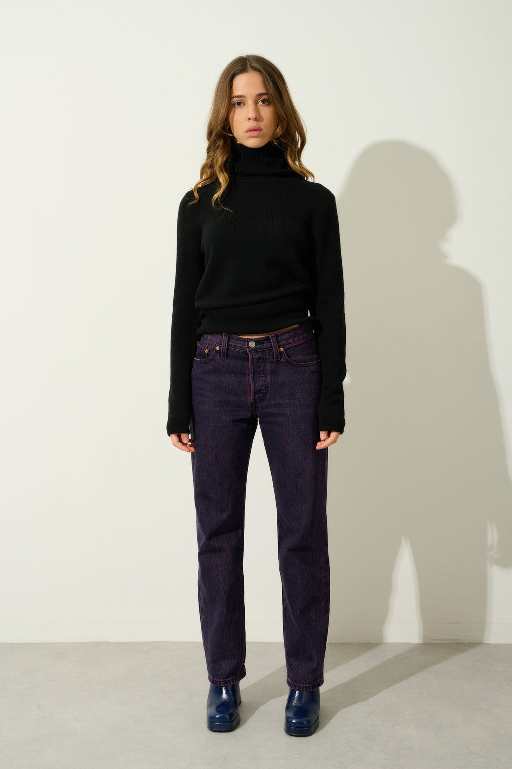 4-Ply Roll-Neck Jumper - Linda - Black