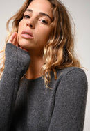 Pull Col Rond 4 Fils - Ivy - Anthracite Chiné