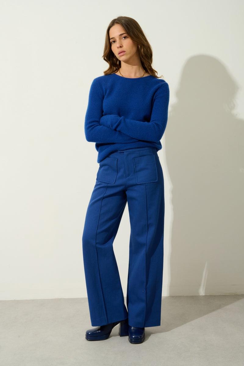 4-Ply Round Neck Jumper - Ivy - Ultramarine