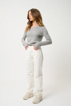 4-Ply Round-Neck Jumper - Ivy - Cloudy Marl