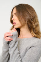 4-Ply Round-Neck Jumper - Ivy - Cloudy Marl