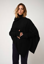 Poncho 4 Fils Meryl - Black - 100% 4-Ply Cashmere