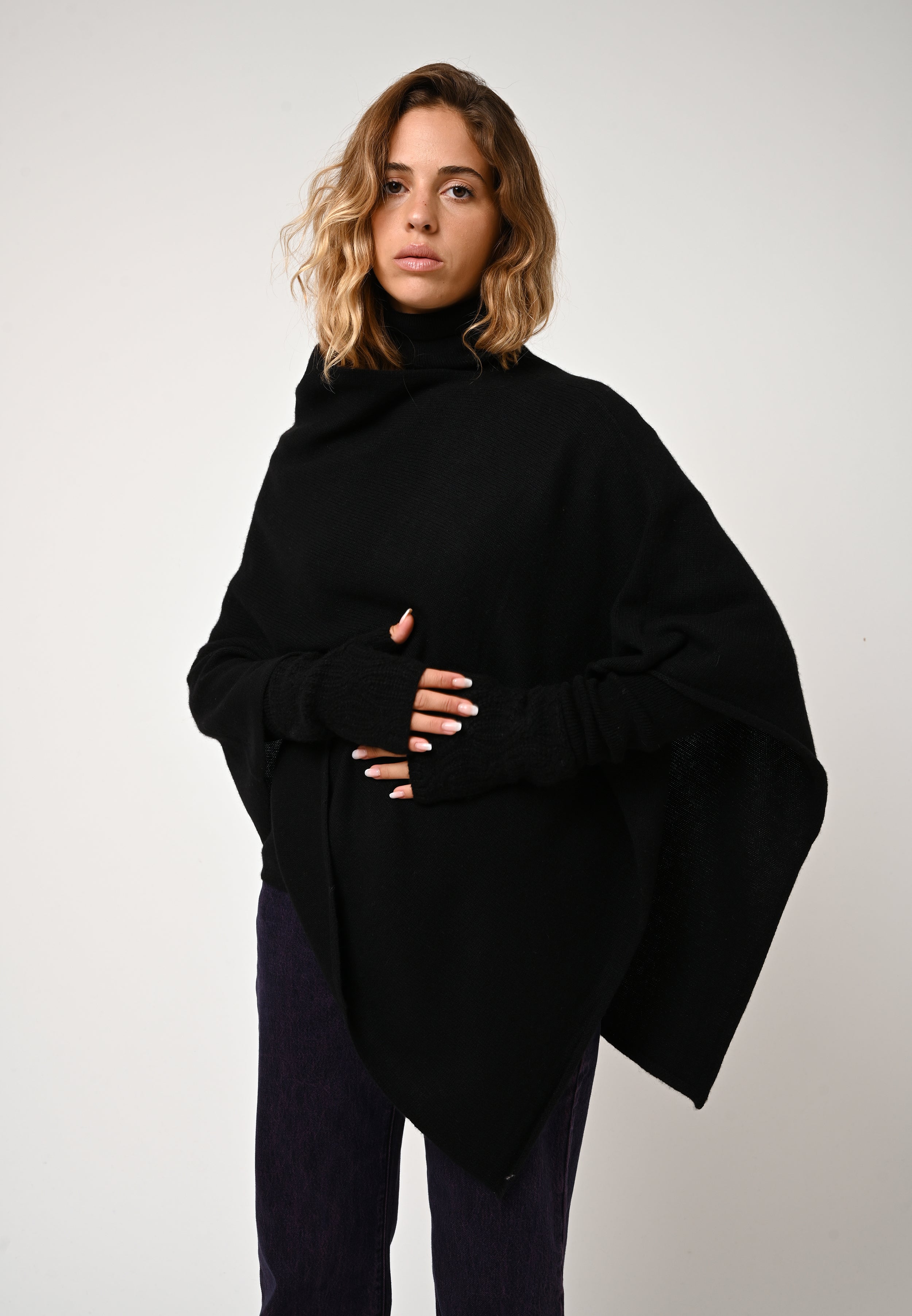 Poncho de 4 hilos - Meryl - Negro