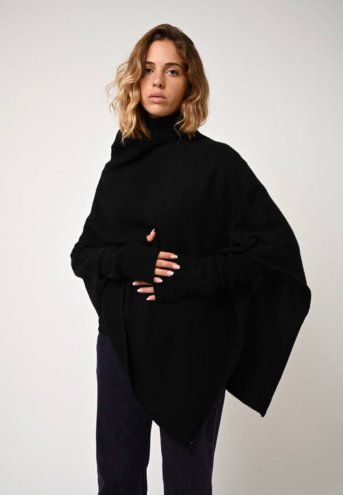 Poncho 4 Fils Meryl - Noir - 100% Cachemire 4 Fils - Femme