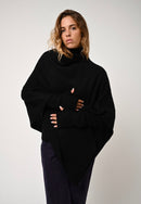 Poncho 4 Fils Meryl - Noir - 100% Cachemire 4 Fils - Femme