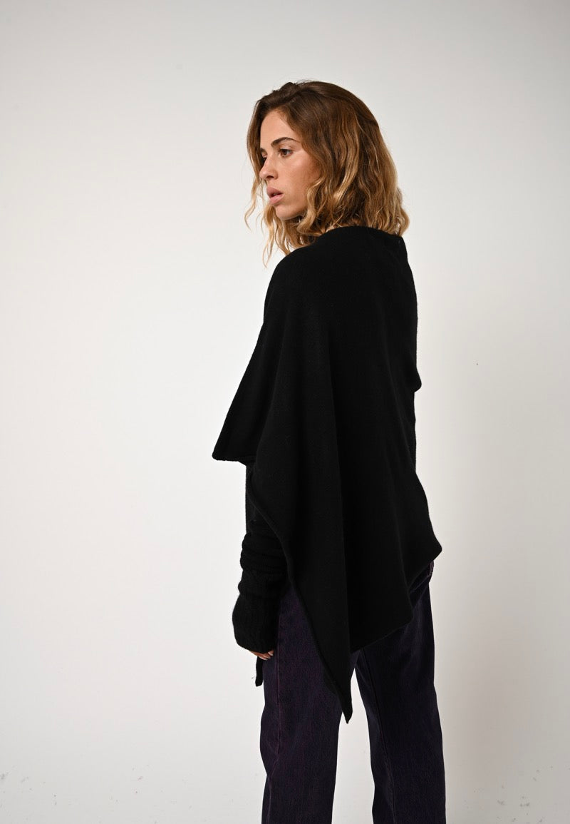 Poncho 4 Fils Meryl - Black - 100% 4-Ply Cashmere