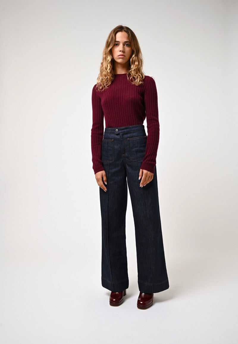 Round-Neck Jumper - Bella - Burgundy