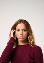 Pull Col Rond - Bella - Bordeaux