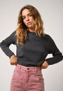 Pull Col Rond Daria - Anthracite Chiné - 100% Cachemire 2 Fils