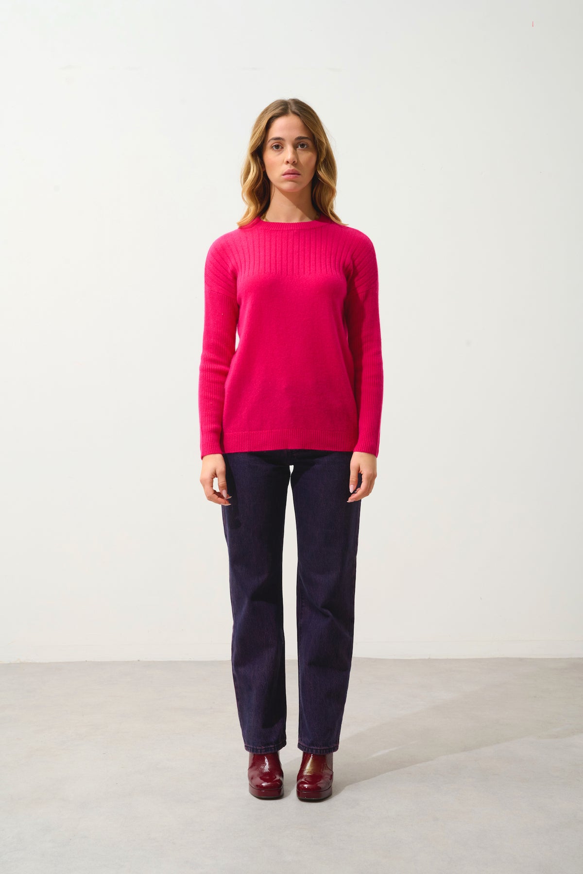 Pull Col Rond - Daria - Fuchsia