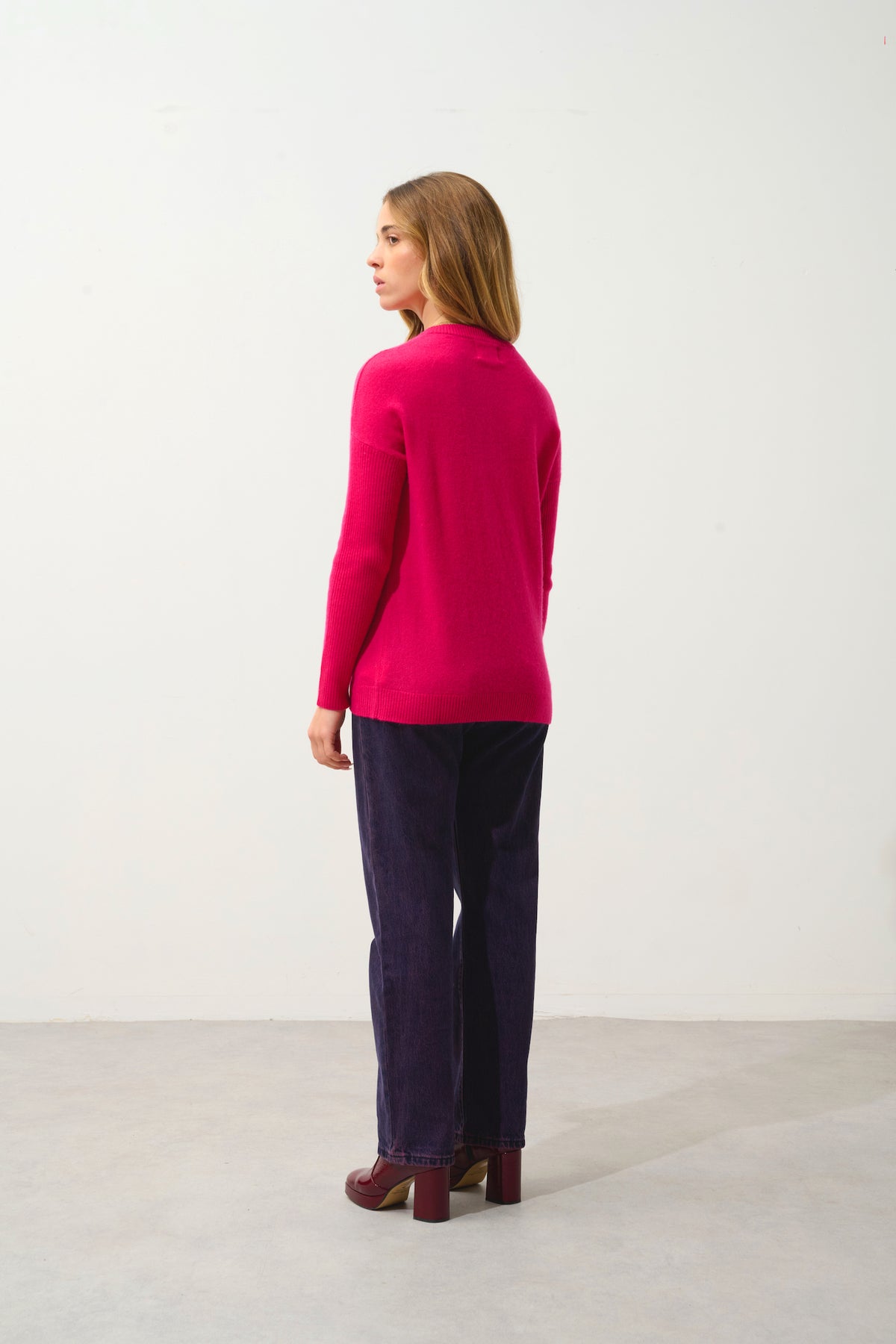 Pull Col Rond - Daria - Fuchsia
