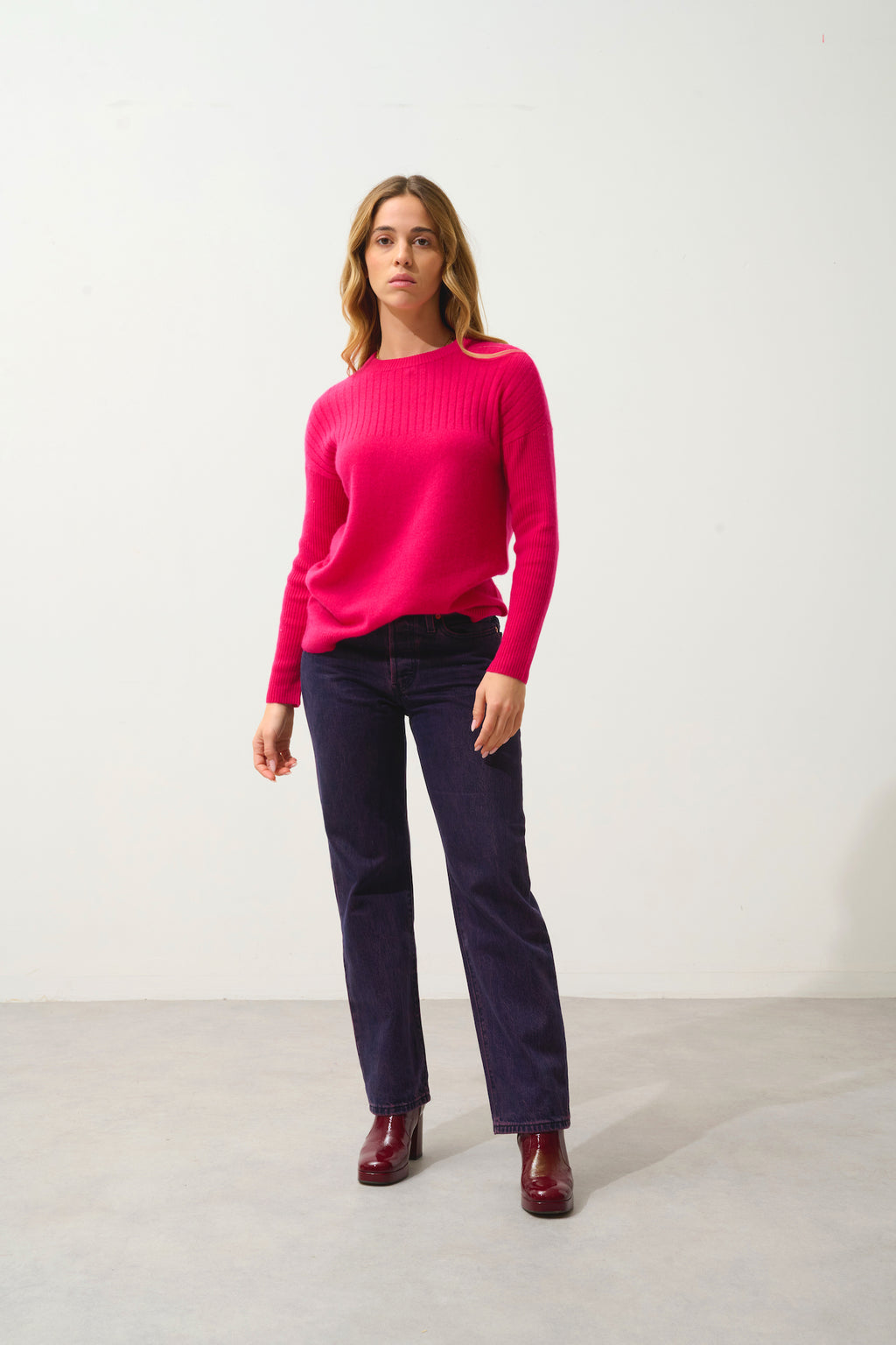 Pull Col Rond - Daria - Fuchsia