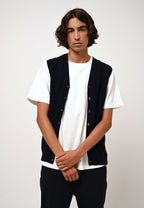 Sleeveless V-Neck Cardigan - Hugo - Navy