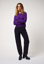 Pull Col Rond Etret - Violette - 100% Cachemire 2 Fils