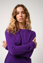 Pull Col Rond Etret - Violette - 100% Cachemire 2 Fils