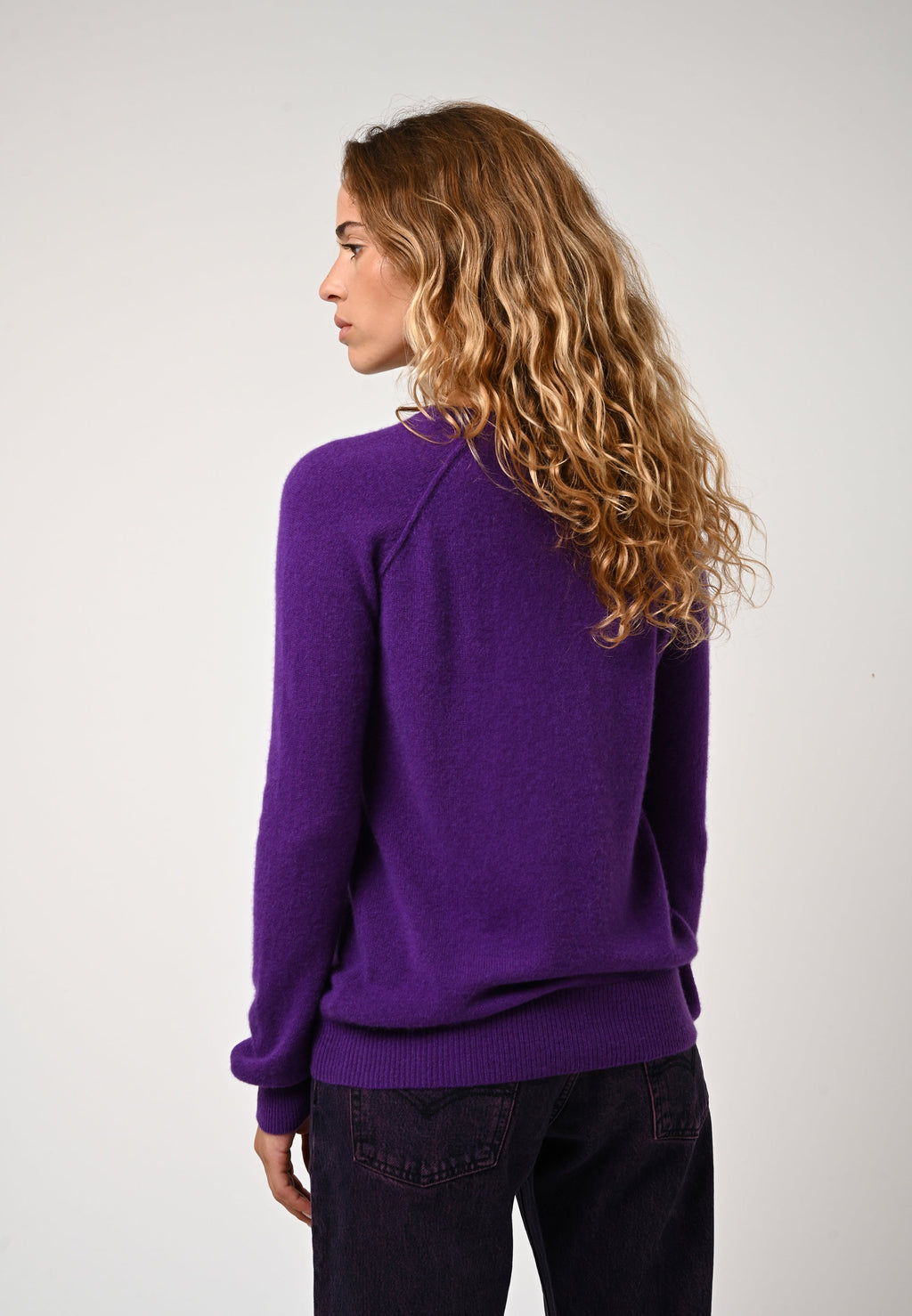 Pull Col Rond Etret - Violette - 100% Cachemire 2 Fils
