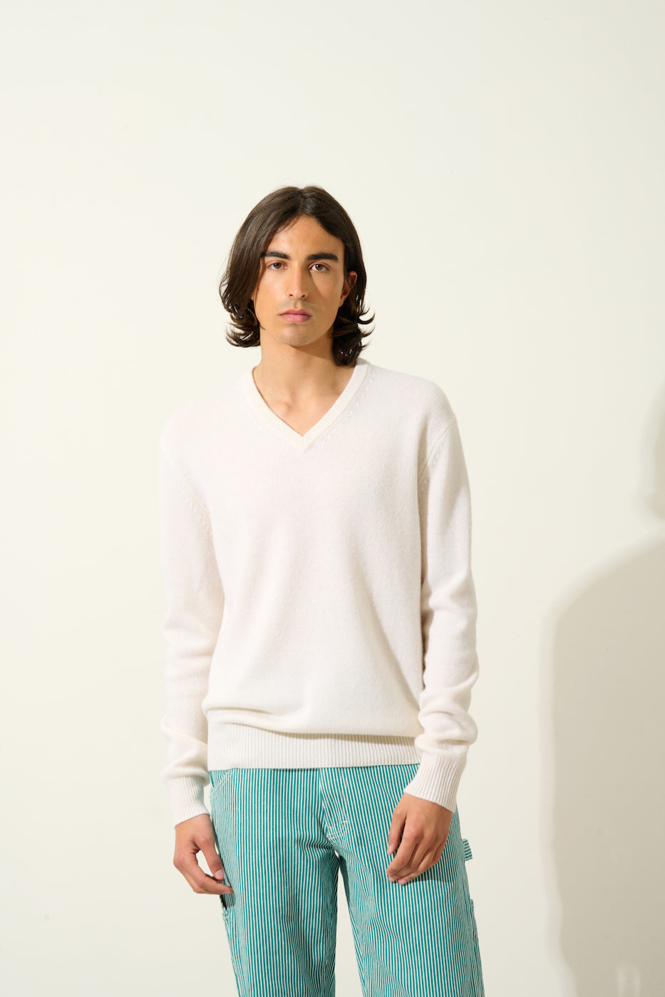 Pull Col V 4 Fils - Victor - Neige
