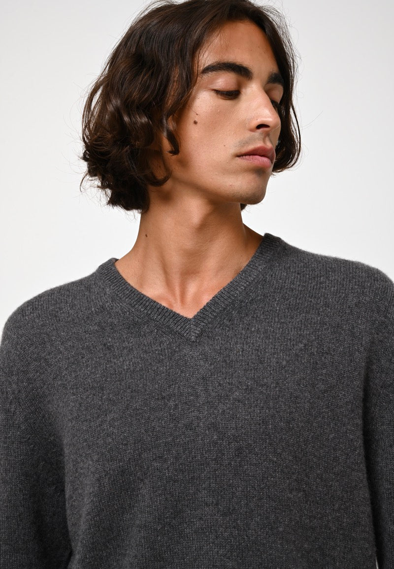 V-Neck Jumper 4-Ply - Victor - Grey