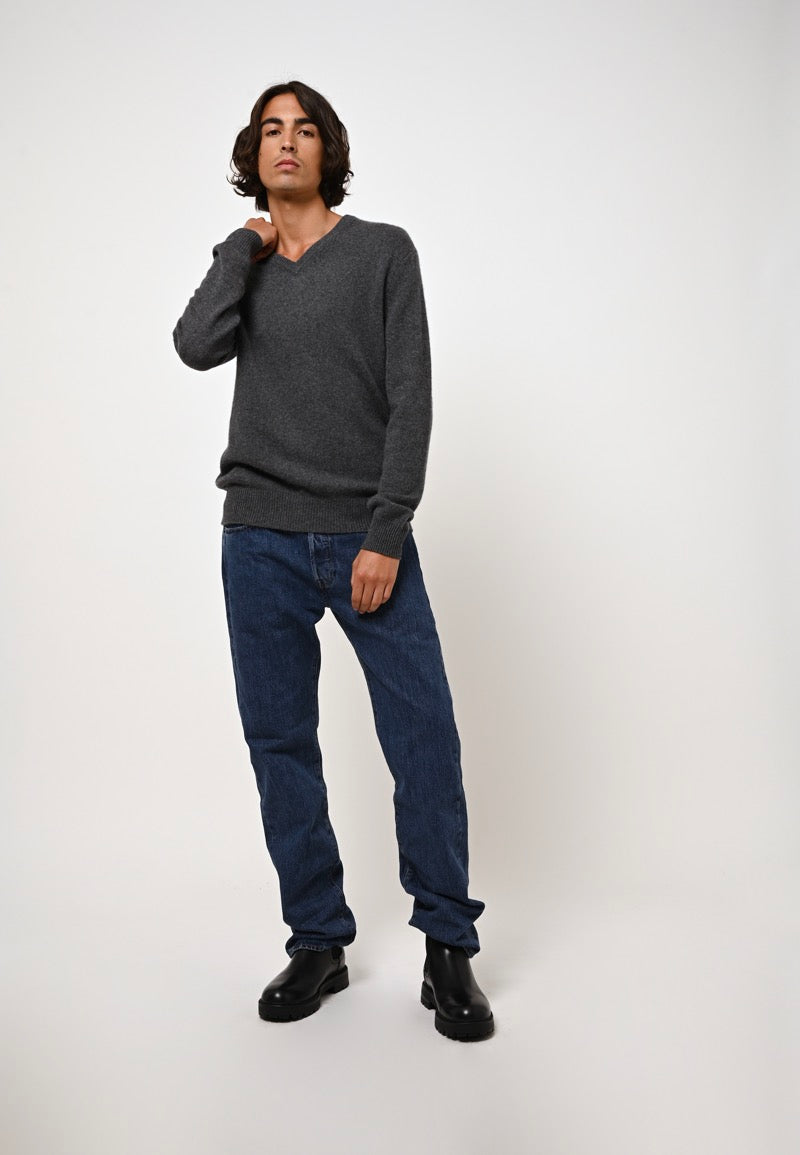 V-Neck Jumper 4-Ply - Victor - Grey
