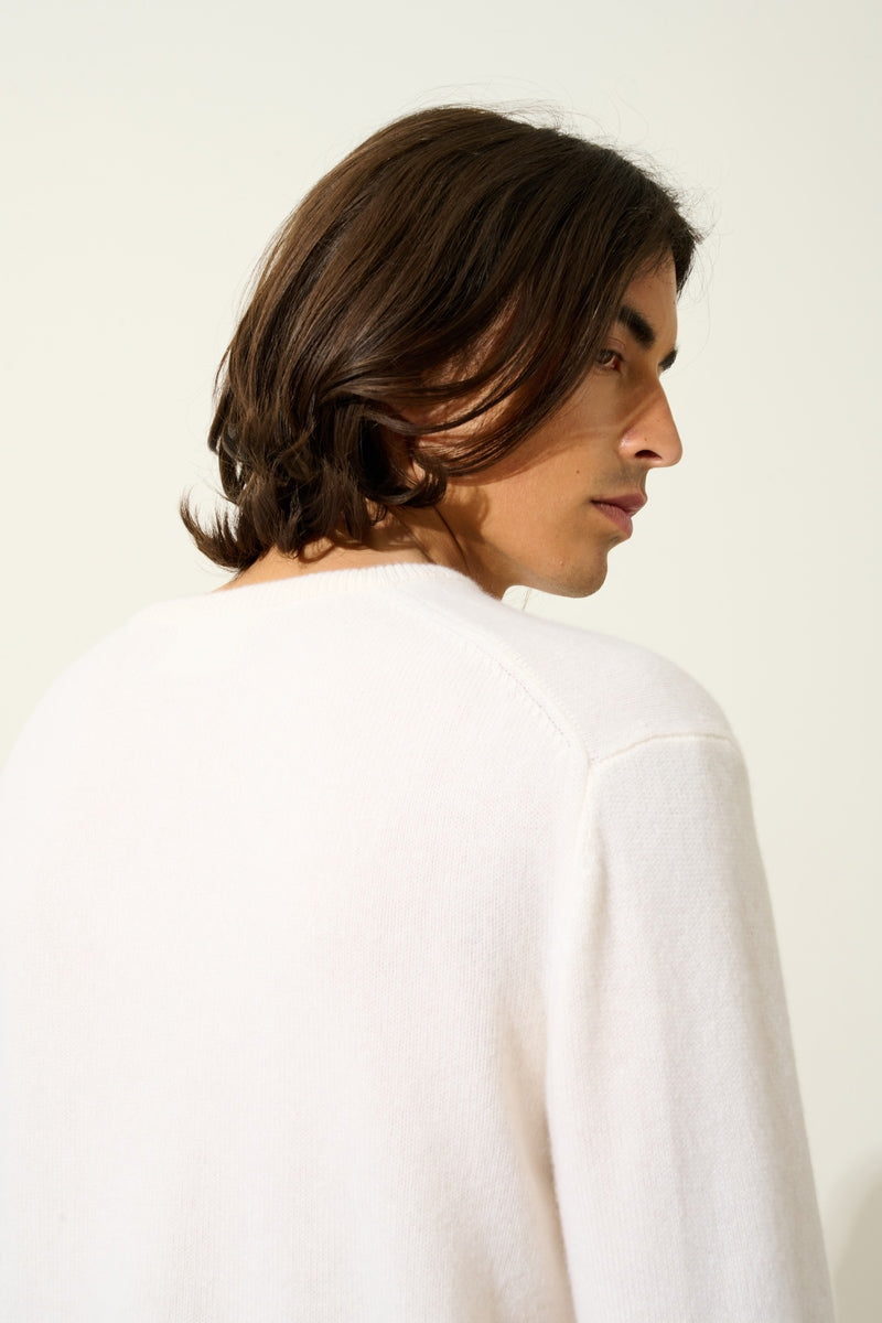 Round-Neck Jumper 4-Ply - Victo - Snow