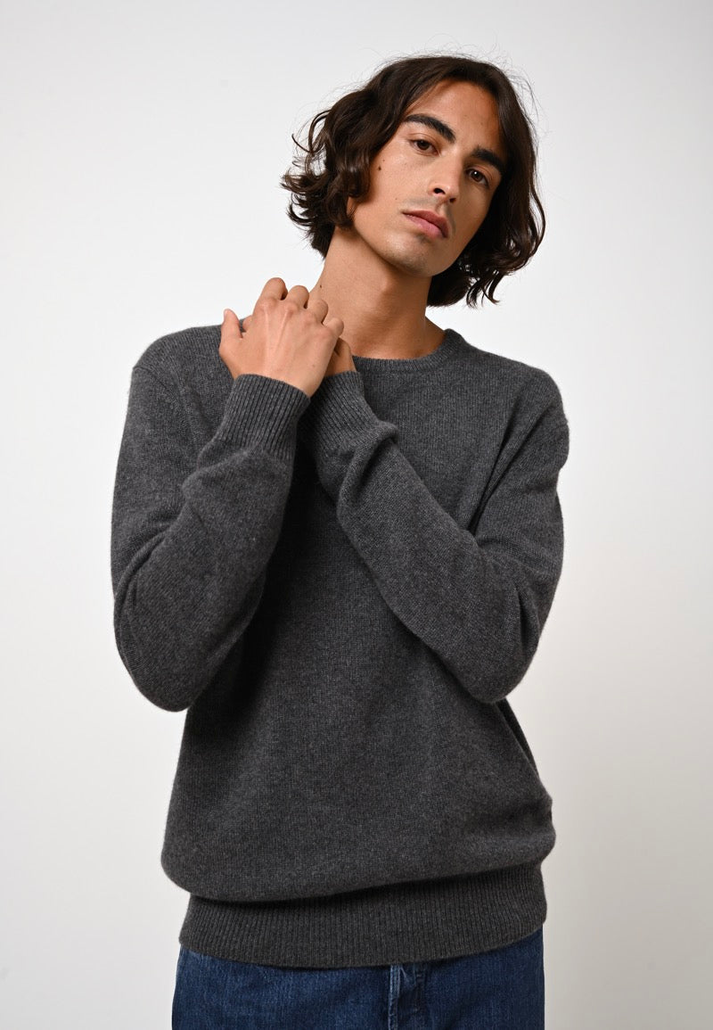 Pull Col Rond 4 Fils - Victo - Anthracite Chiné