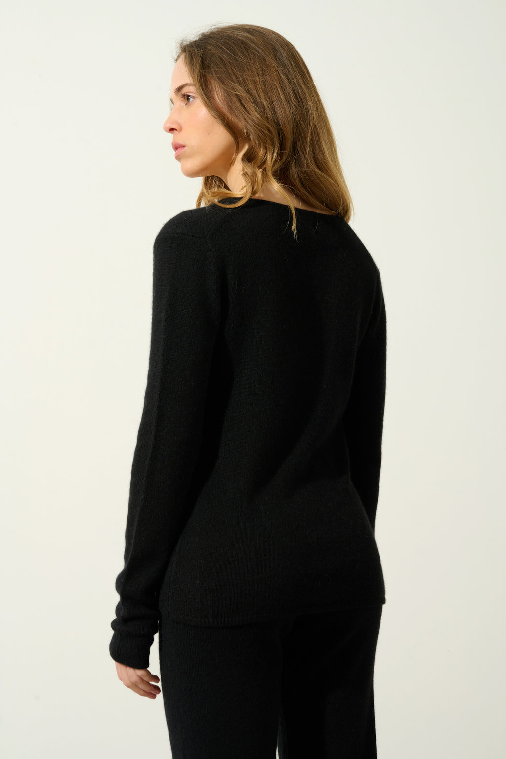 Jersey de cuello en V de 4 hilos - Chelsea - Negro