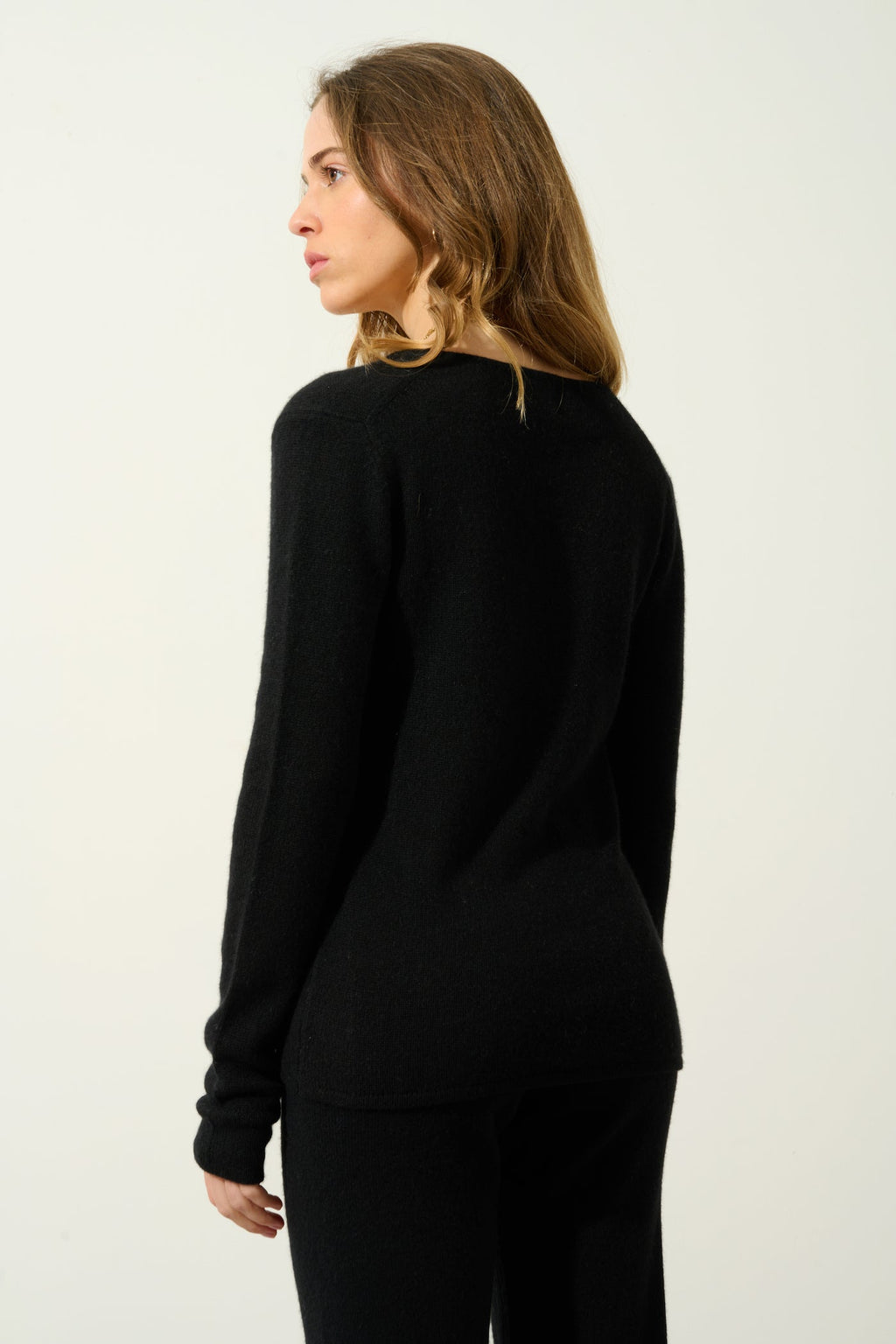 Jersey de cuello en V de 4 hilos - Chelsea - Negro
