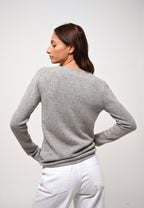Pull Col V 4 Fils - Chelsea - Nuage Chiné