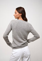 4-Thread V-Neck Sweater - Chelsea - Heather Cloud